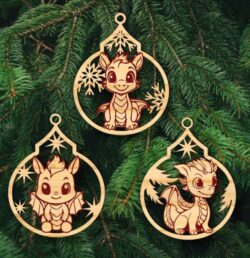 Dragon Christmas tree decoration E0020003 file cdr and dxf free vector download for laser cut