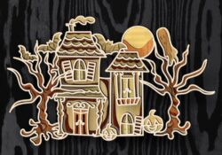Multilayer Halloween house E0019921 file cdr and dxf free vector download for laser cut
