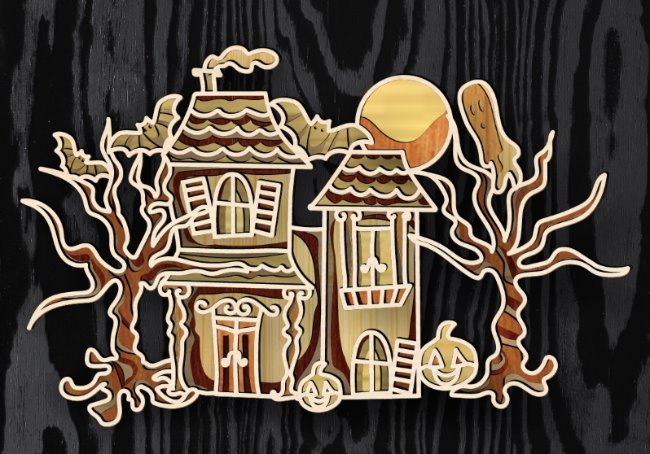 Halloween house E0019921 file cdr and dxf free vector download for laser cut plasma