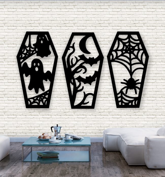 Halloween wall art E0019936 wall decor file cdr and dxf free vector download for laser cut plasma