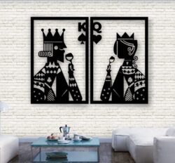 King and queen playing cards E0019909 file cdr and dxf free vector download for laser cut plasma
