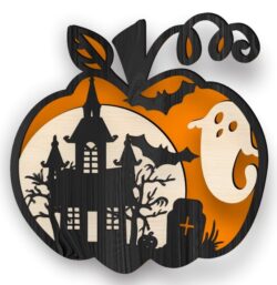 Layered Pumpkin E0019974 file cdr and dxf free vector download for laser cut