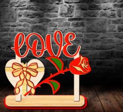 Love heart rose E0019992 file cdr and dxf free vector download for laser cut