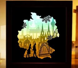 Love in Koln Germany light box E0020063 file cdr and dxf free vector download for laser cut