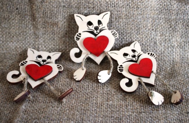 Magnet cat with heart E0019999 file cdr and dxf free vector download for laser cut