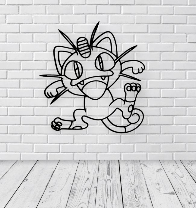 Meowth pokemon E0020010 file cdr and dxf free vector download for laser cut plasma