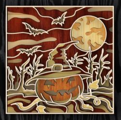 Multilayer halloween pumpkin E0019922 file cdr and dxf free vector download for laser cut