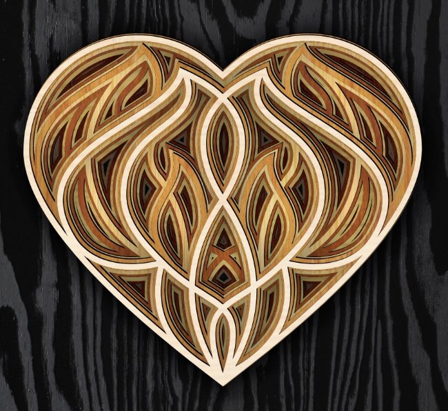 Multilayer heart E0020056 file cdr and dxf free vector download for laser cut