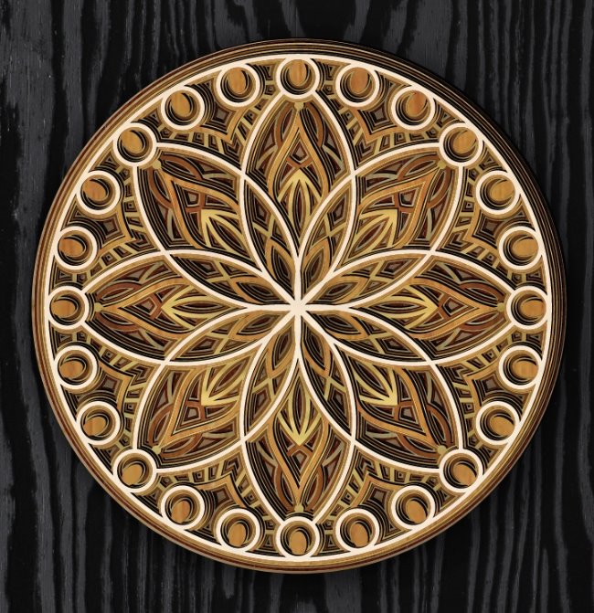 Multilayer mandala E0019996 file cdr and dxf free vector download for laser cut