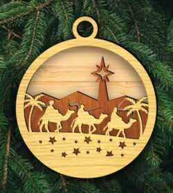 Nativity Christmas ornament E0019902 file cdr and dxf free vector download for laser cut