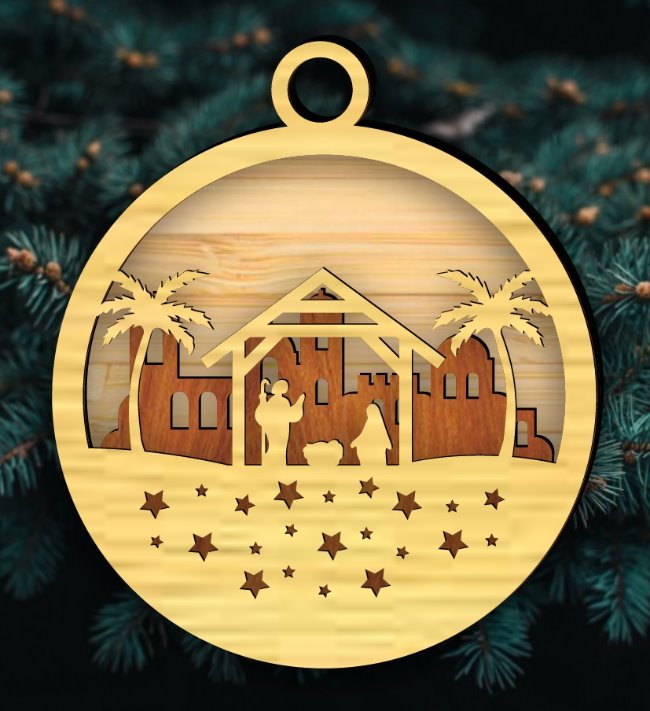 Nativity Christmas ornament E0019925 file cdr and dxf free vector download for laser cut