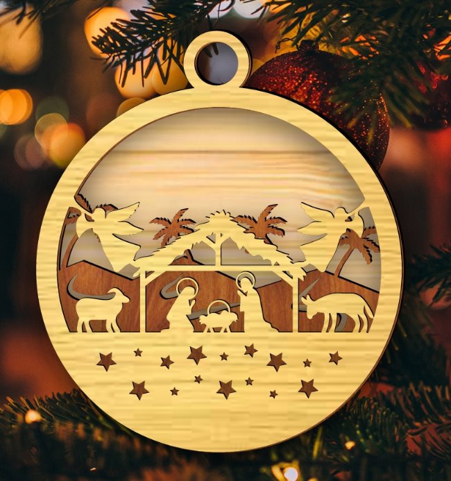 Nativity Christmas ornament E0019926 file cdr and dxf free vector download for laser cut