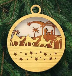 Nativity Christmas ornament E0019982 file cdr and dxf free vector download for laser cut