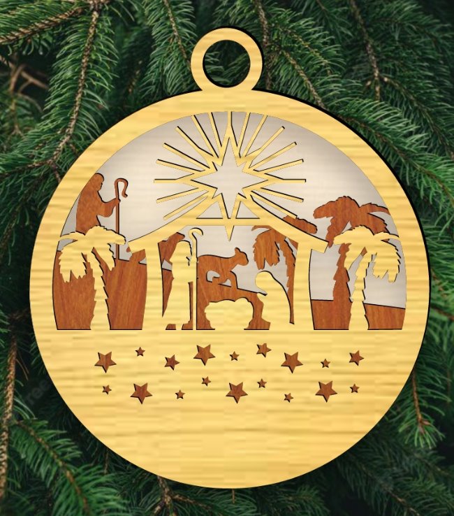 Nativity Christmas ornament E0019984 file cdr and dxf free vector download for laser cut