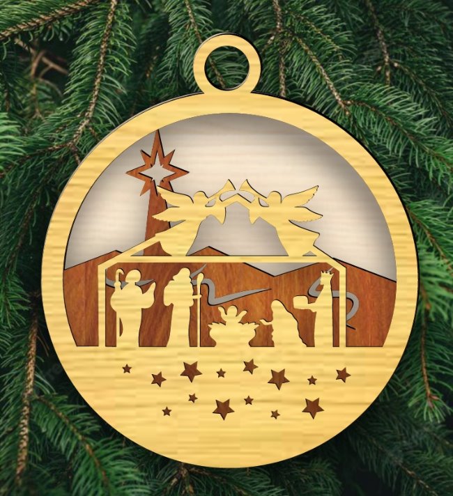 Nativity Christmas ornament E0019985 file cdr and dxf free vector download for laser cut