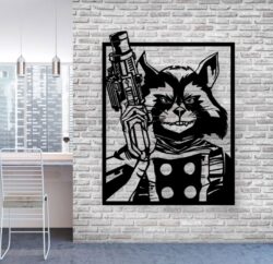Rocket raccoon E0019931 wall decor file cdr and dxf free vector download for laser cut plasma