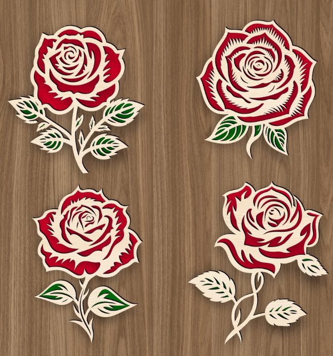 Roses E0019920 file cdr and dxf free vector download for laser cut plasma