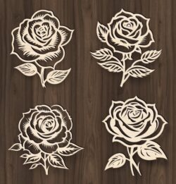 Roses E0019928 file cdr and dxf free vector download for laser cut