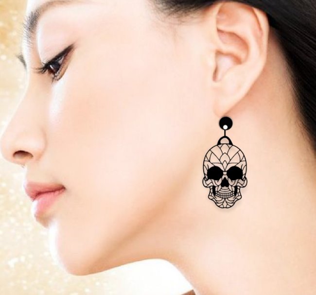 Skull earring E0020018 file cdr and dxf free vector download for laser cut plasma