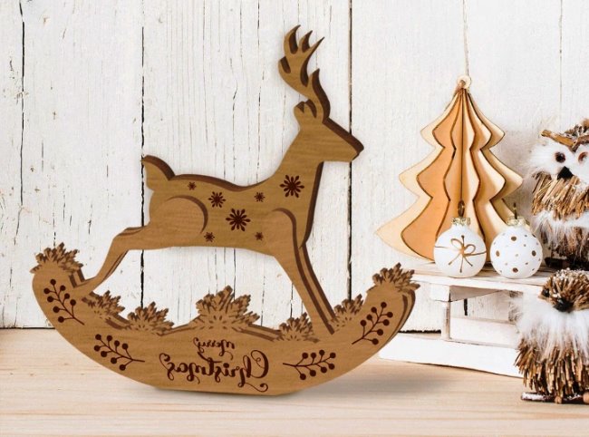 Christmas deer E0020182 file cdr and dxf free vector download for laser cut