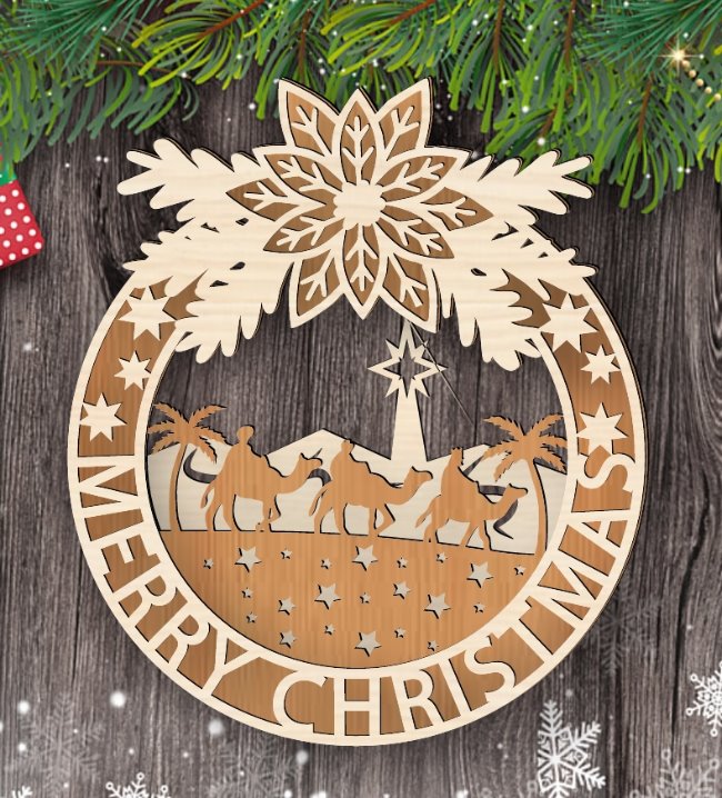 Christmas wreath E0020089 file cdr and dxf free vector download for laser cut
