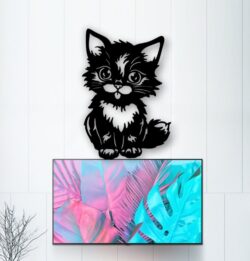 Cute kitten E0020125 file cdr and dxf free vector download for laser cut plasma