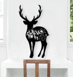 Deer with Christmas E0020119 file cdr and dxf free vector download for laser cut plasma