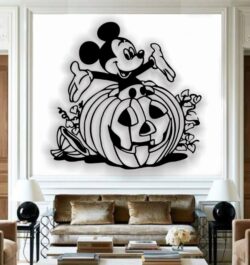 Mickey with pumpkin E0020209 file cdr and dxf free vector download for laser cut plasma