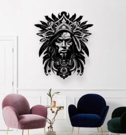 Native man wall decor E0020179 file cdr and dxf free vector download for laser cut plasma