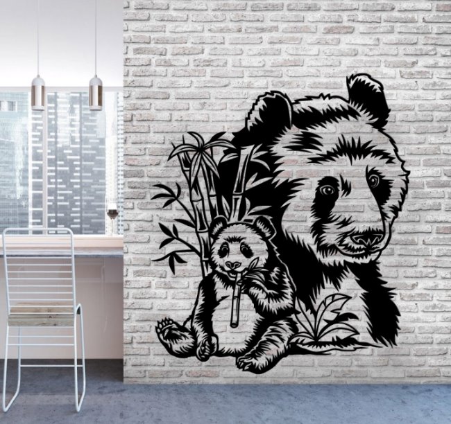 Pandas wall decor E0020175 file cdr and dxf free vector download for laser cut plasma