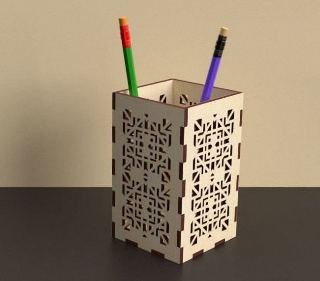 Pencil holder E0020158 file cdr and dxf free vector download for laser cut