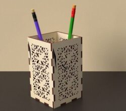 Pencil holder E0020159 file cdr and dxf free vector download for laser cut