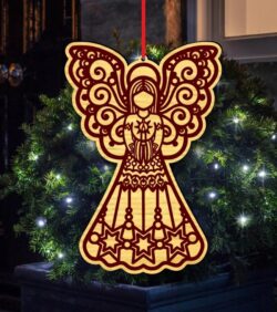 Angel Christmas ornament E0020347 file cdr and dxf free vector download for laser cut