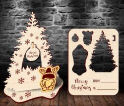 Christmas Card Stand E0020306 file cdr and dxf free vector download for laser cut