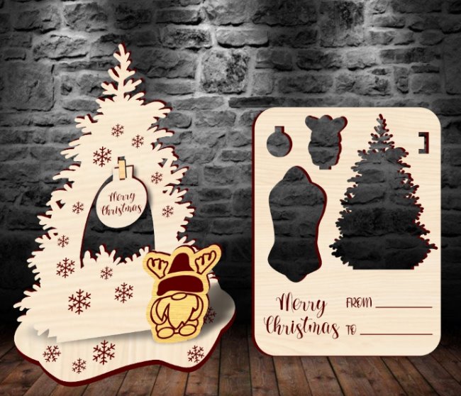 Christmas Card Stand E0020306 file cdr and dxf free vector download for laser cut