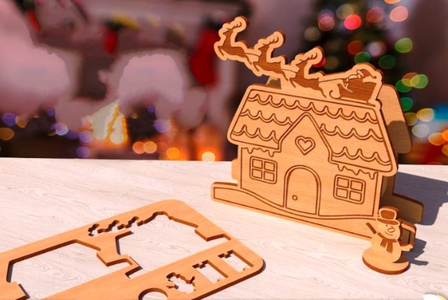 Christmas Card Stand E0020313 file cdr and dxf free vector download for laser cut