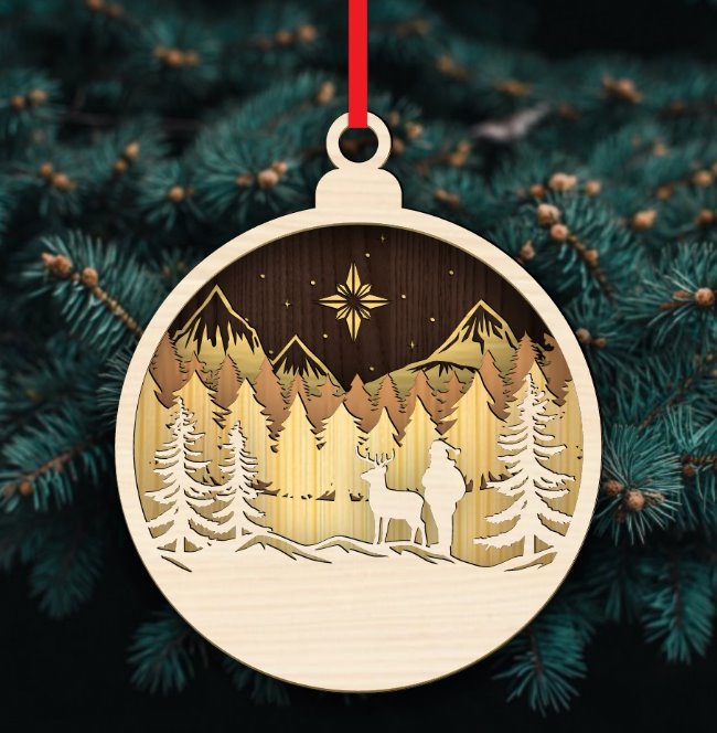 Christmas ornament E0020344 file cdr and dxf free vector download for laser cut