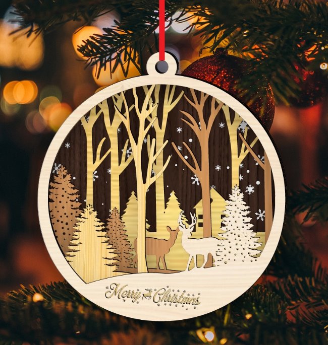 Christmas ornament E0020345 file cdr and dxf free vector download for laser cut