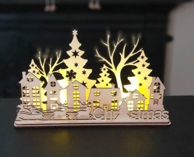 Christmas scene E0020332 file cdr and dxf free vector download for laser cut