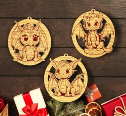 Dragon Christmas tree decoration E0020335 file cdr and dxf free vector download for laser cut