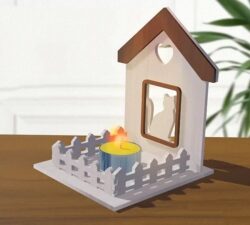 House candle holder E0020217 file cdr and dxf free vector download for laser cut