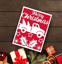 Merry Christmas Card E0020258 file cdr and dxf free vector download for laser cut