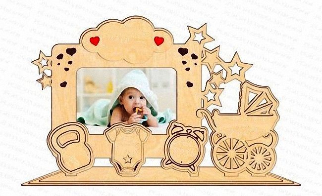Newborn photo frame E0020276 file cdr and dxf free vector download for laser cut
