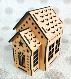 Wooden Christmas house E0020241 file cdr and dxf free vector download for laser cut