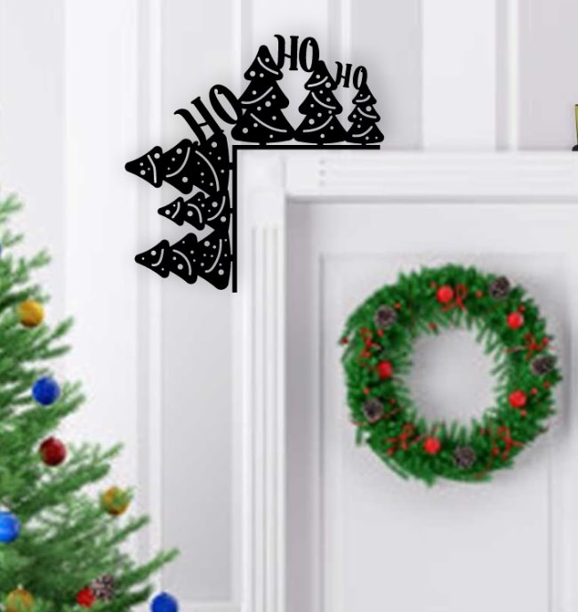 Christmas door corner E0020401 file cdr and dxf free vector download for laser cut