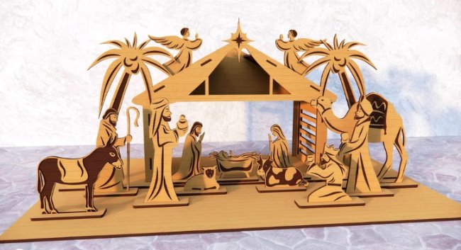 3d Nativity stand E0020355 file cdr and dxf free vector download for laser cut