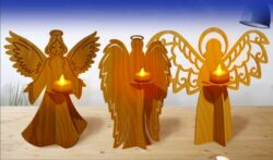 Angel candle holder E0020356 file cdr and dxf free vector download for laser cut