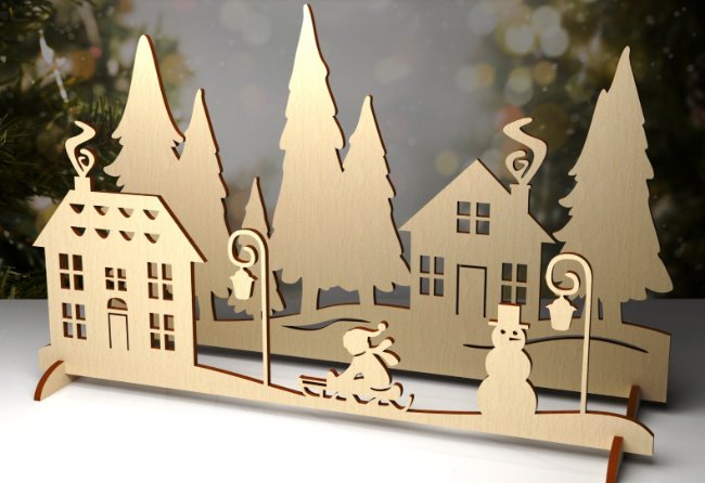 Christmas Village E0020455 file cdr and dxf free vector download for laser cut