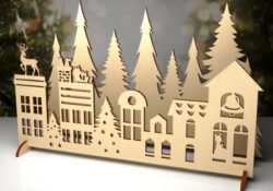 Christmas Village E0020456 file cdr and dxf free vector download for laser cut