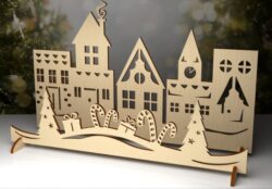 Christmas Village E0020460 file cdr and dxf free vector download for laser cut